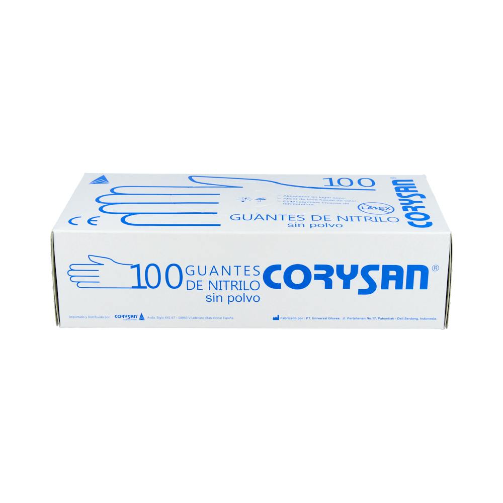 GUANTES DE NITRILO PARA EXPLORACION CORYSAN AMBIDIESTRO NO ESTERIL 100 UNIDADES TALLA MEDIANA