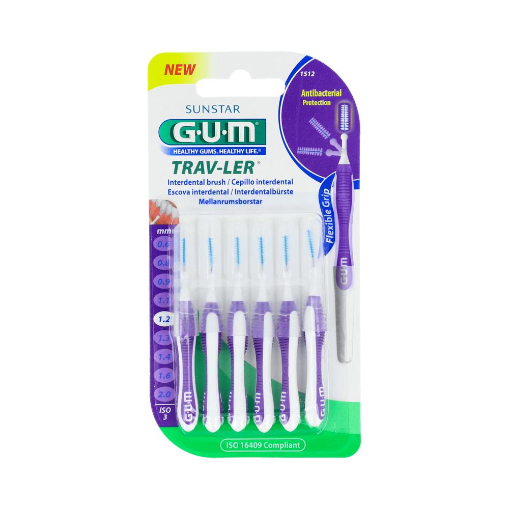 CEPILLO INTERDENTAL VIAJE GUM 1512 TRAVLER EXTRAFINO 12 MM CILINDRICO 6