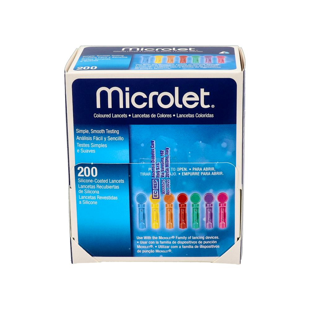 LANCETAS MICROLET DE COLORES 200 U