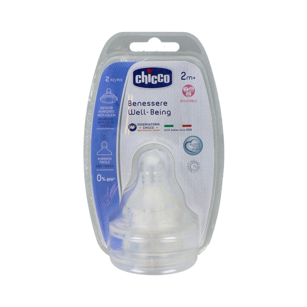 TETINA SILICONA CHICCO FISIOLOGICO B ANCHA FLUJO REGULABLE 2+ 2 U