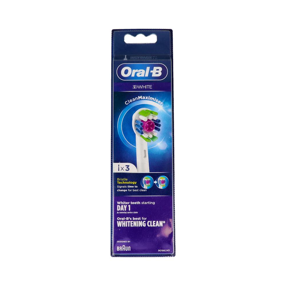 CEPILLO DENTAL ELECTRICO RECARGABLE ORALB 3D WHITE EB18PRB RECAMBIO 3 UNIDADES