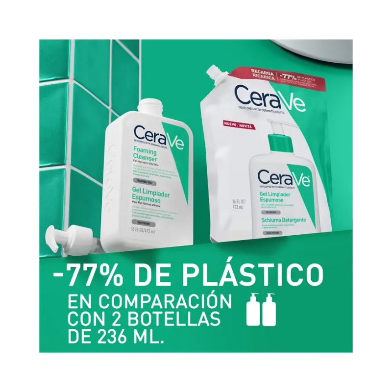 CERAVE LIMPIADOR ESPUMOSO 1 ENVASE 473 ML RECARGA