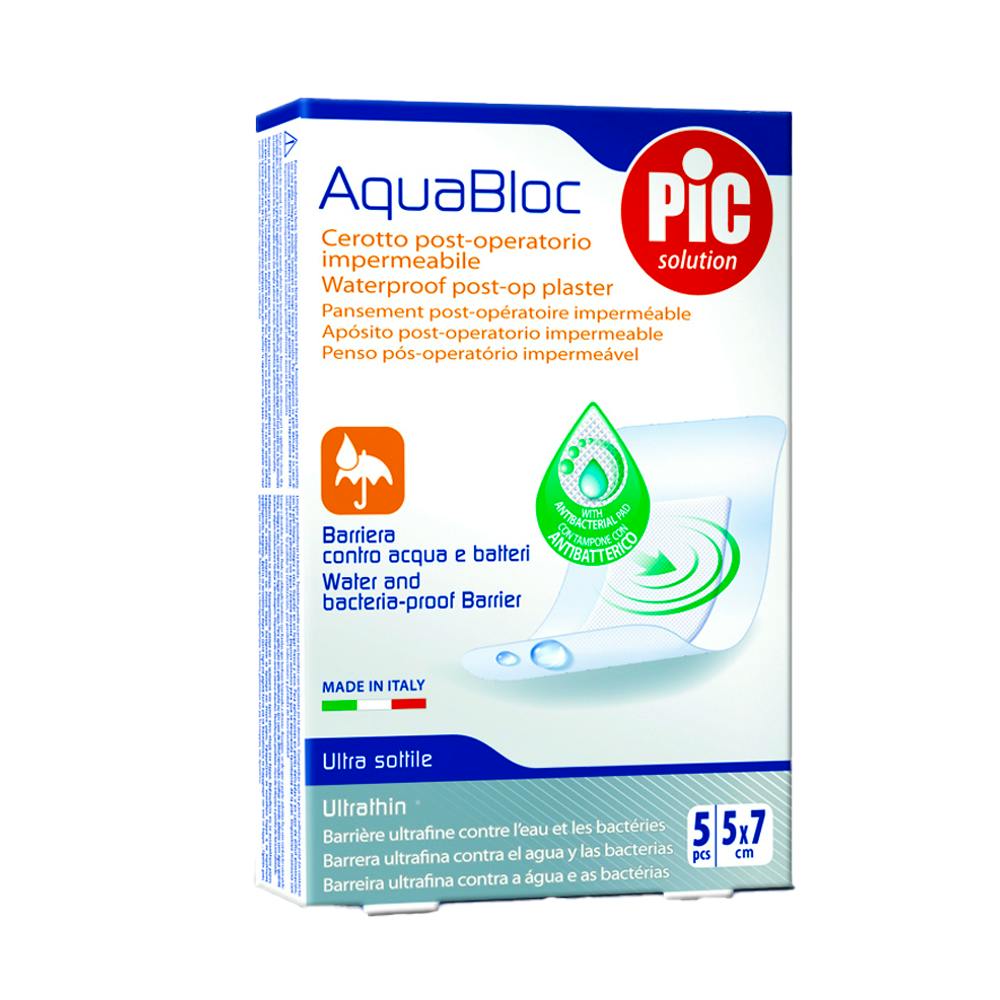 PIC AQUABLOC POST OP ANTIBACTERIANO APOSITO ESTERIL 5 X 7 CM 5 APOSITOS