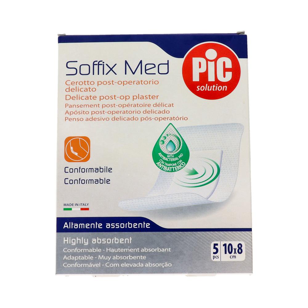 PIC SOFFIX MED ANTIBACTERIANO POST OP APOSITO ADHESIVO 10 X 8 CM 5 APOSITOS