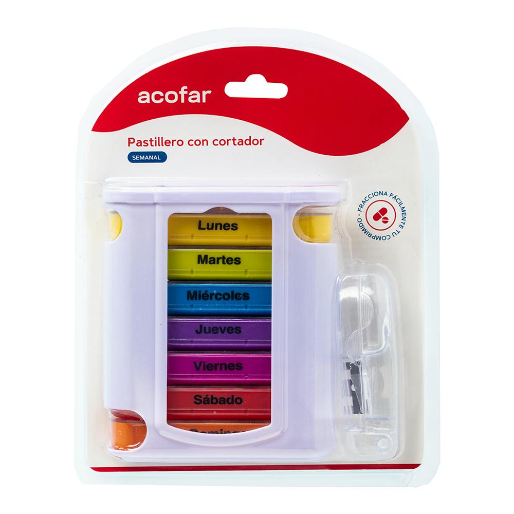 ACOFAR PASTILLERO SEMANAL CON CORTADOR 1 UNIDAD