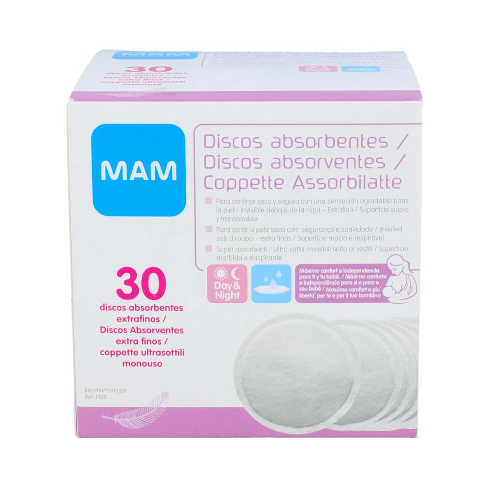 MAM DISCOS ABSORBENTES LACTANCIA 30 UNIDADES
