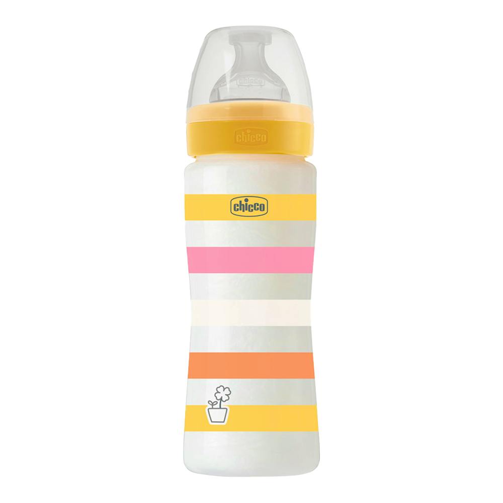 BIBERON PP TETINA SILICONA CHICCO PERFECT EASY FLUJO RAPIDO + 4 MESES 1 UNIDAD 330 ml COLOR AMARILLO