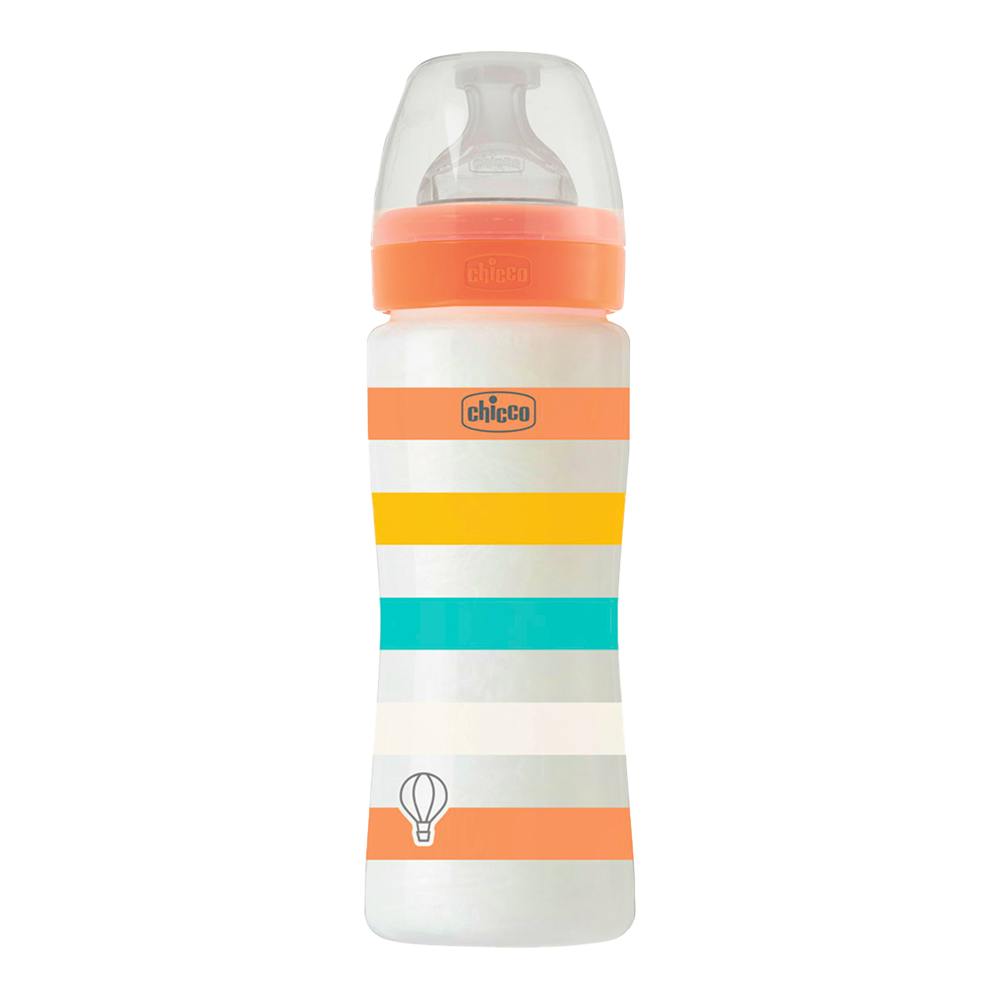 BIBERON PP TETINA SILICONA CHICCO PERFECT EASY FLUJO RAPIDO + 4 MESES 1 UNIDAD 330 ml COLOR NARANJA