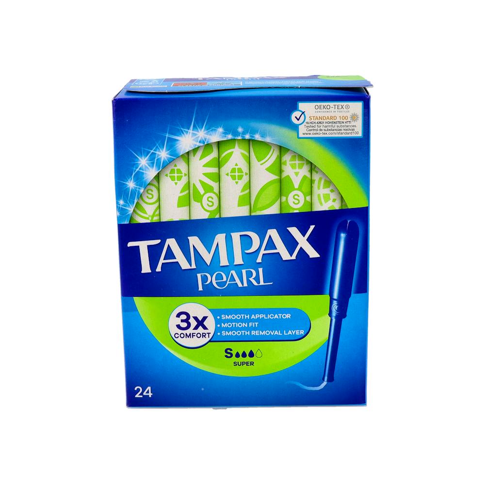 TAMPONES 100% ALGODON TAMPAX PEARL SUPER 24U