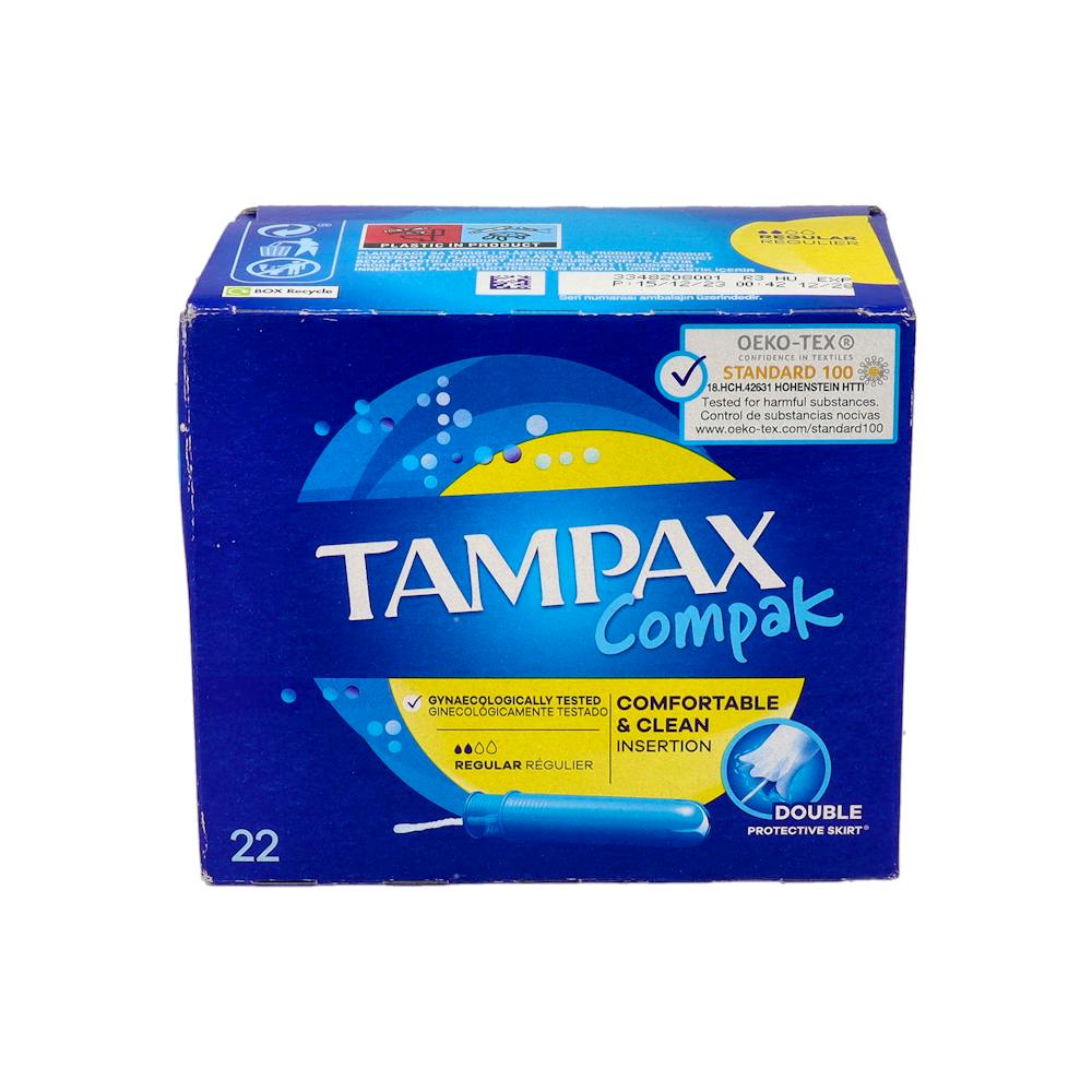 TAMPAX COMPAK REGULAR TAMPON 100% ALGODON 22 UNIDADES