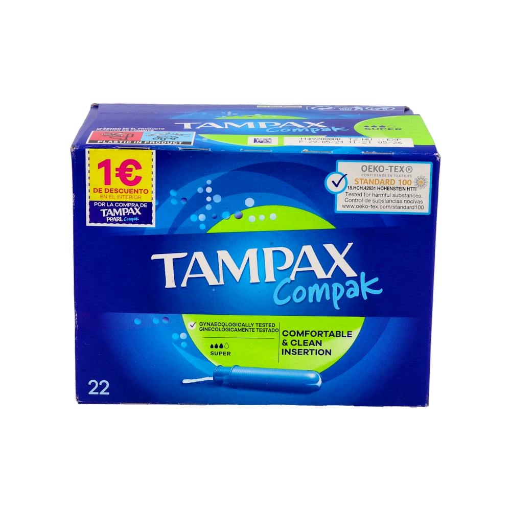TAMPAX COMPAK SUPER TAMPON 100% ALGODON 20 UNIDADES