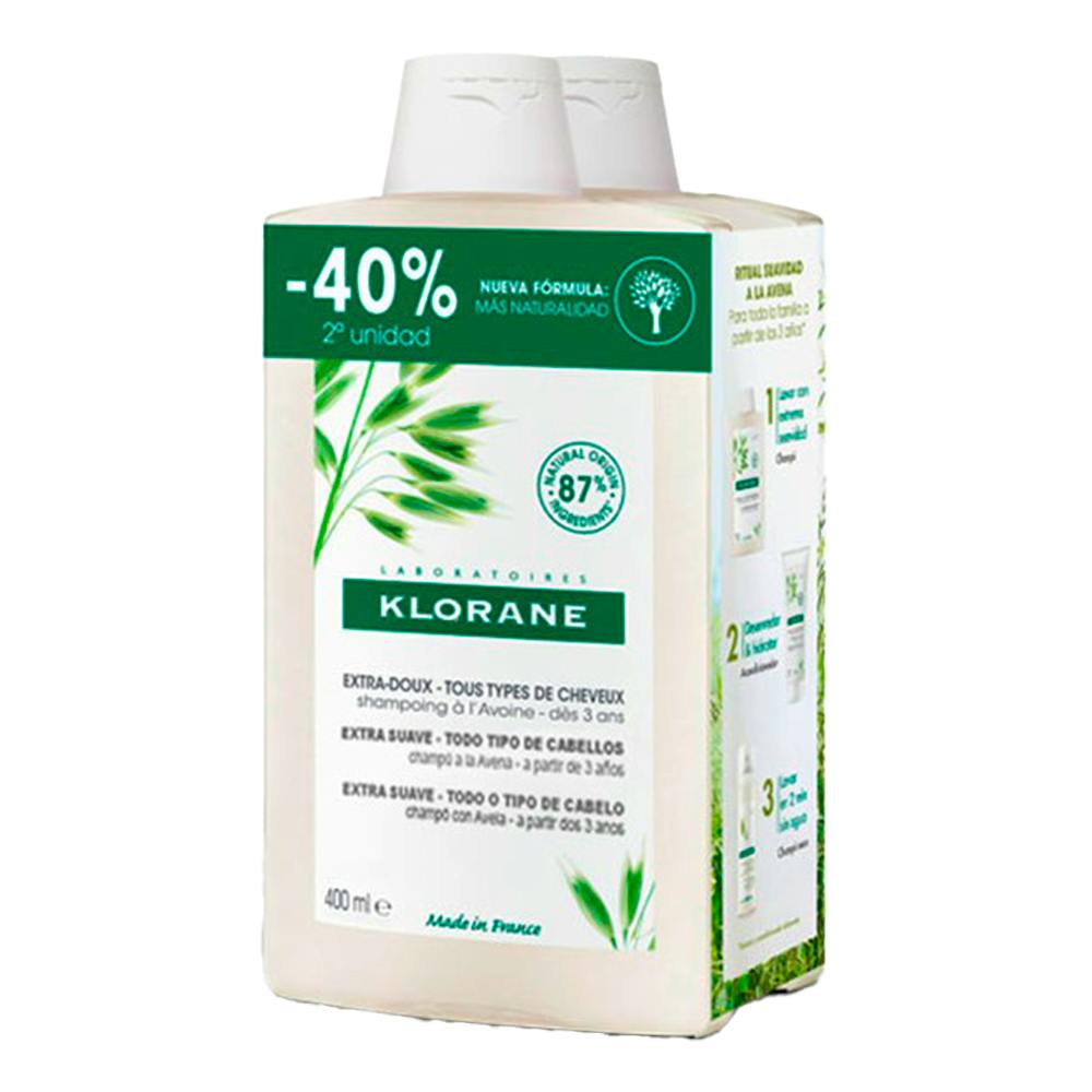 KLORANE CHAMPU SECO EXTRASUAVE AL EXTRACTO DE AVENA 2 ENVASES 150 ml PACK DUO