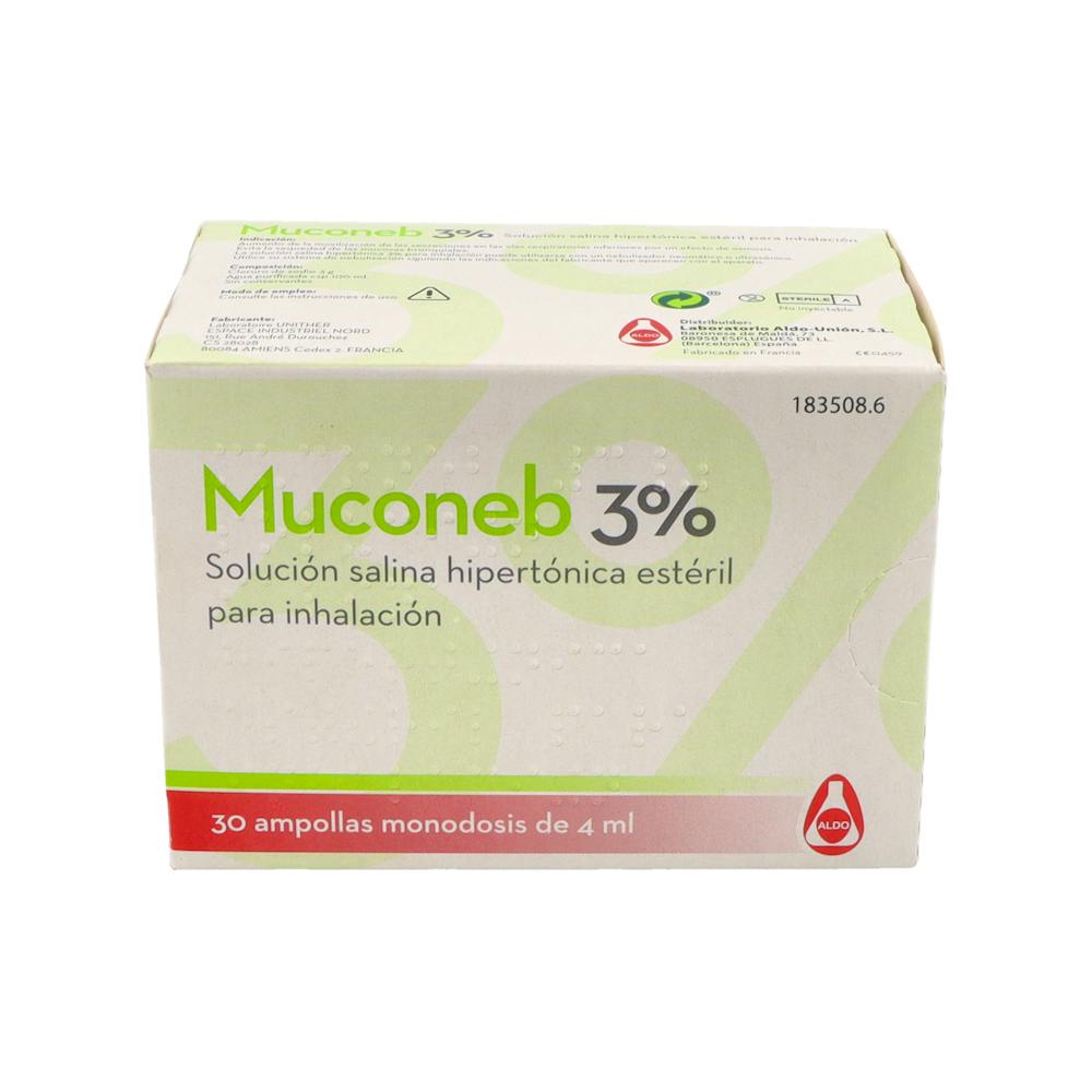 MUCONEB 3% SOLUCION SALINA HIPERTON INHALACION C 30 AMPOLLAS