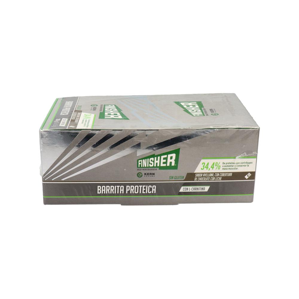 FINISHER BARRITAS PROTEICAS 20 BARRITAS SABOR CHOCOLATE Y AVELLANA CON LCARNITINA