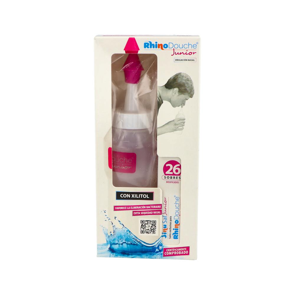 RHINODOUCHE JUNIOR PACK IRRIGADOR NASAL + SINUSAL XL JUNIOR 250 ML + 26 SOBRES MEZCLA DE SALES 2