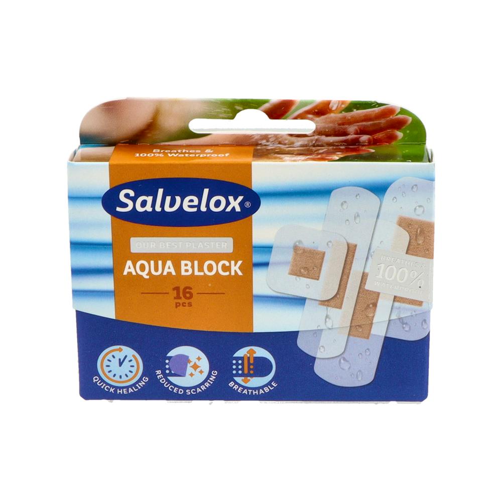SALVELOX AQUA BLOCK IMPERMEABLE 16 APOSITOS SURTIDO 3 TAMAÑOS PEQUEÑOS