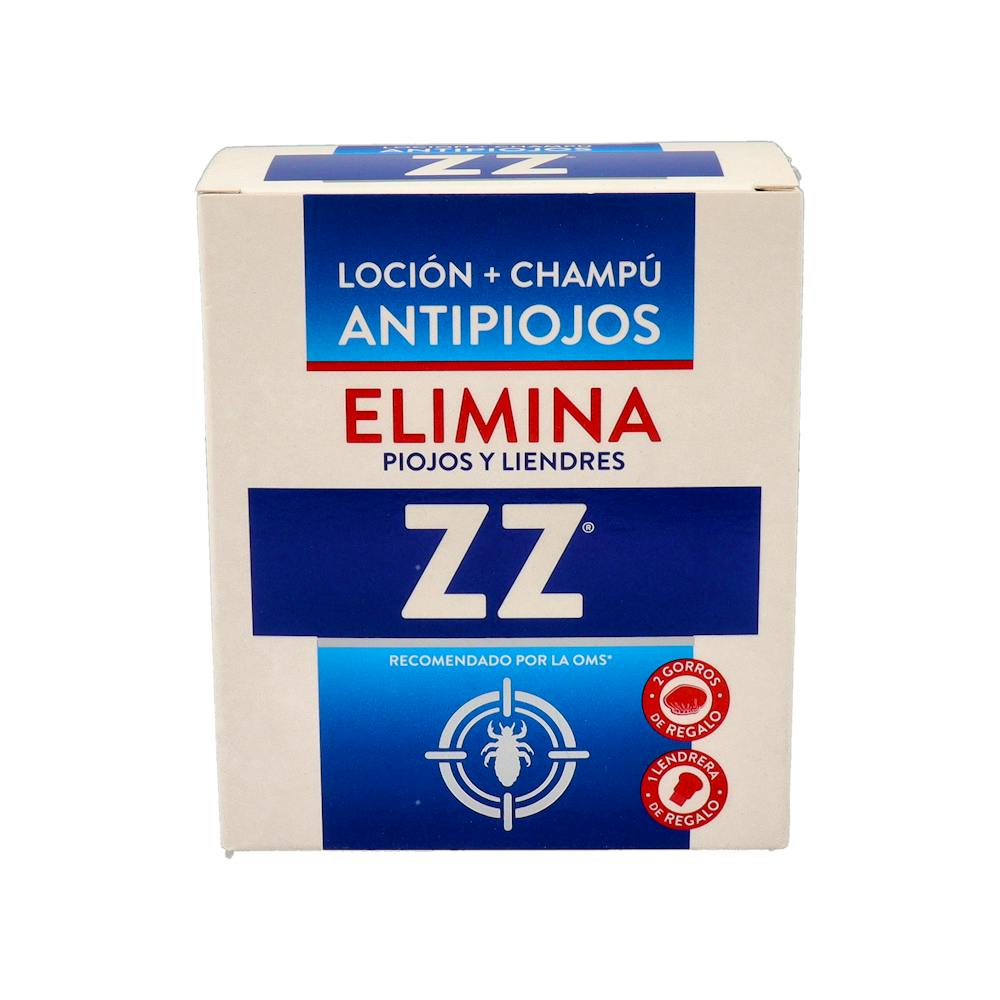 ZZ LOCION + CHAMPU ANTIPIOJOS 1 ENVASE 100 ML +125 ML (2 GORROS+LIENDRERA)