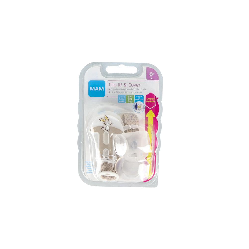 BROCHE PARA CHUPETE Y CUBIERTA DE PROTECCION MAM CLIP IT! & COVER GRIS