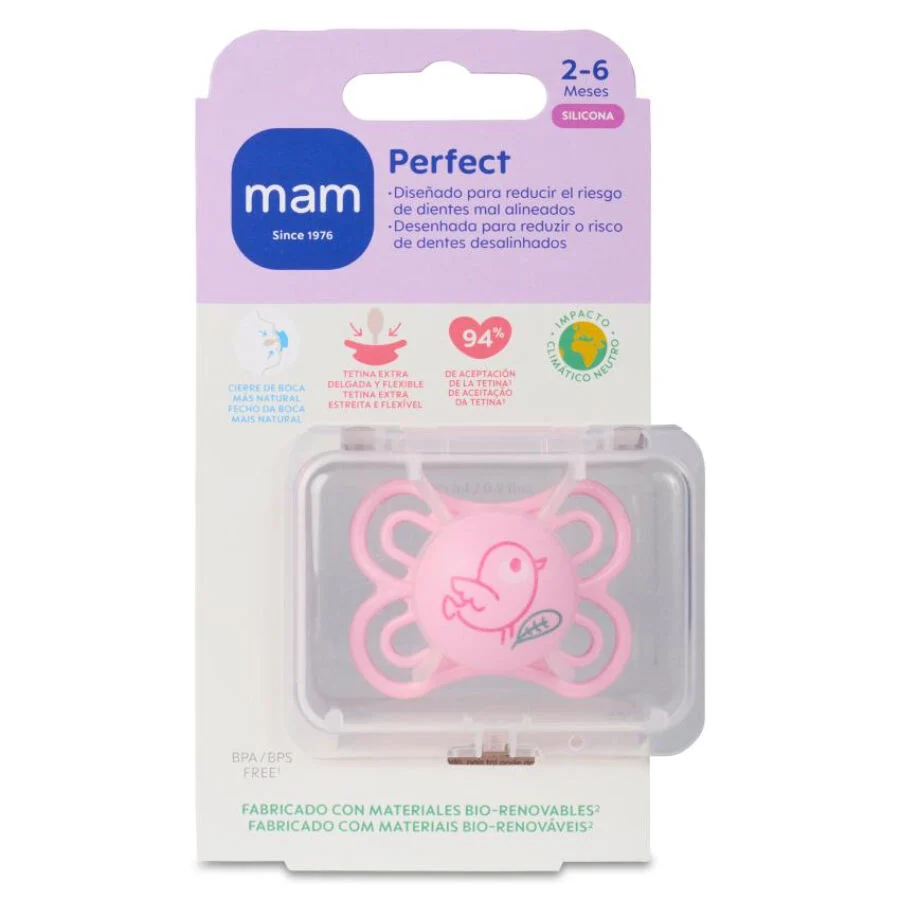 MAM CHUPETE SILICONA SIMETRICA PERFECT 2 6 MES