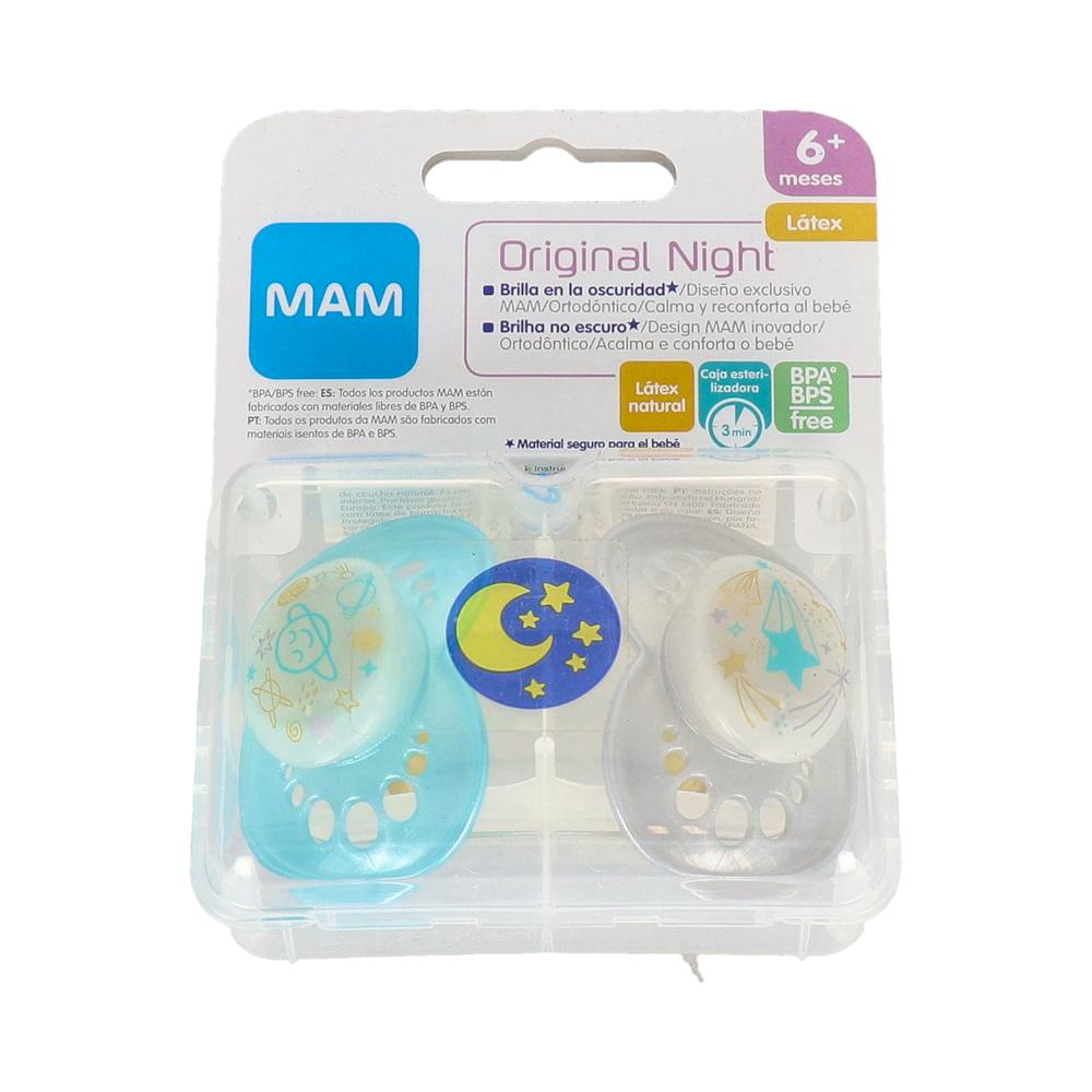 CHUPETE LATEX MAM ORIGINAL NIGHT + 6 MESES COLECCION 2A PACK DOBLE