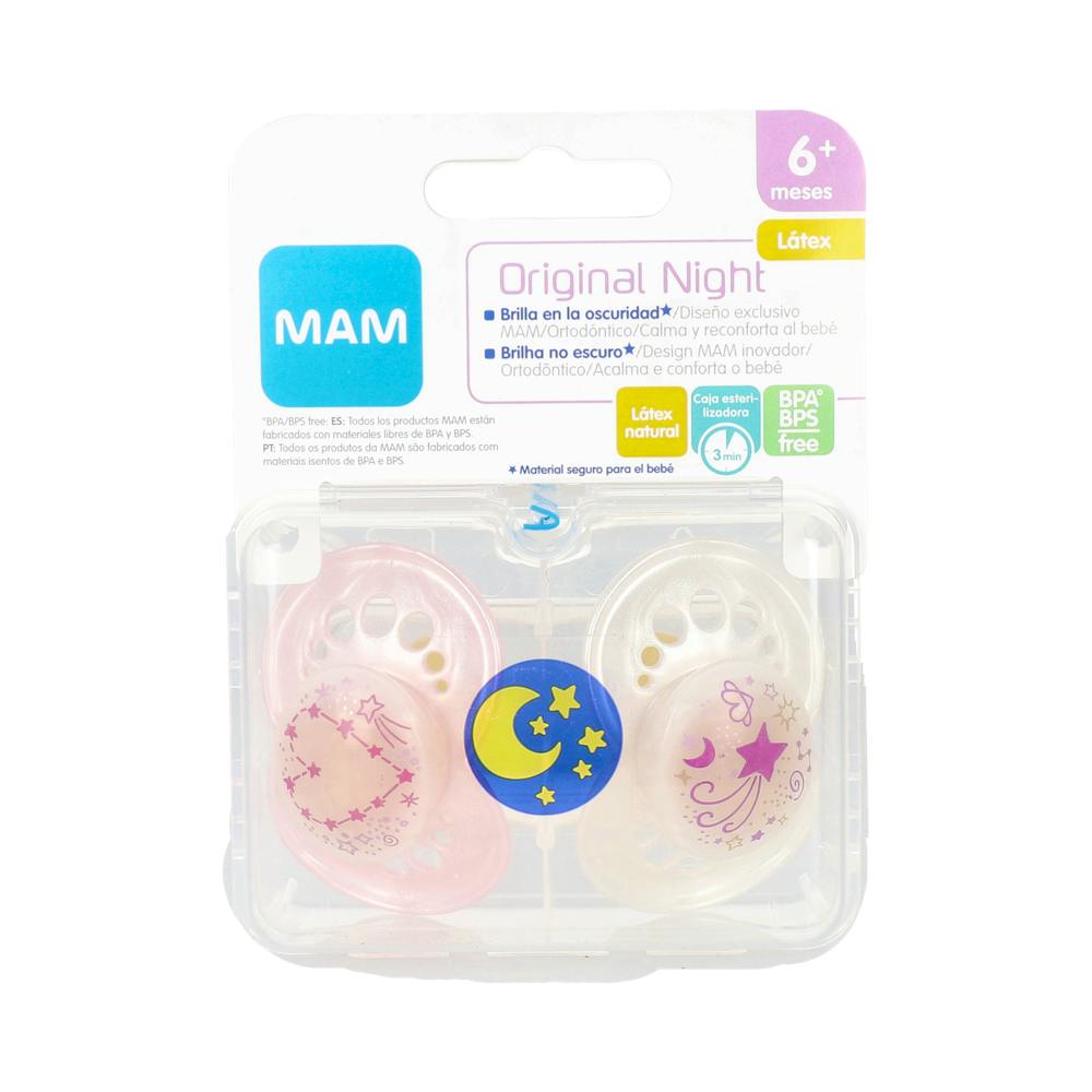 CHUPETE LATEX MAM ORIGINAL NIGHT + 6 MESES COLECCION 2R PACK DOBLE