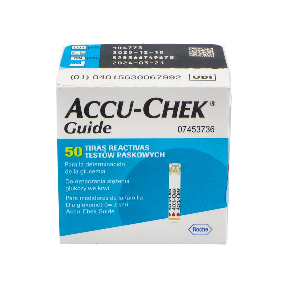 TIRAS REACTIVAS GLUCEMIA ACCUCHEK GUIDE 50 TIRAS