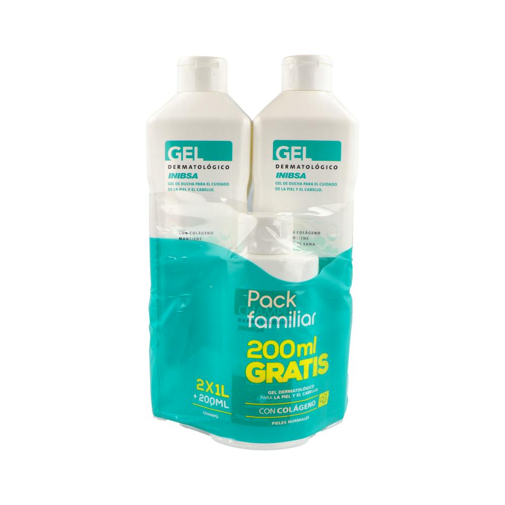 INIBSA GEL DERMATOLOGICO + CHAMPU PACK 2 X 1000 ML + 200 ML