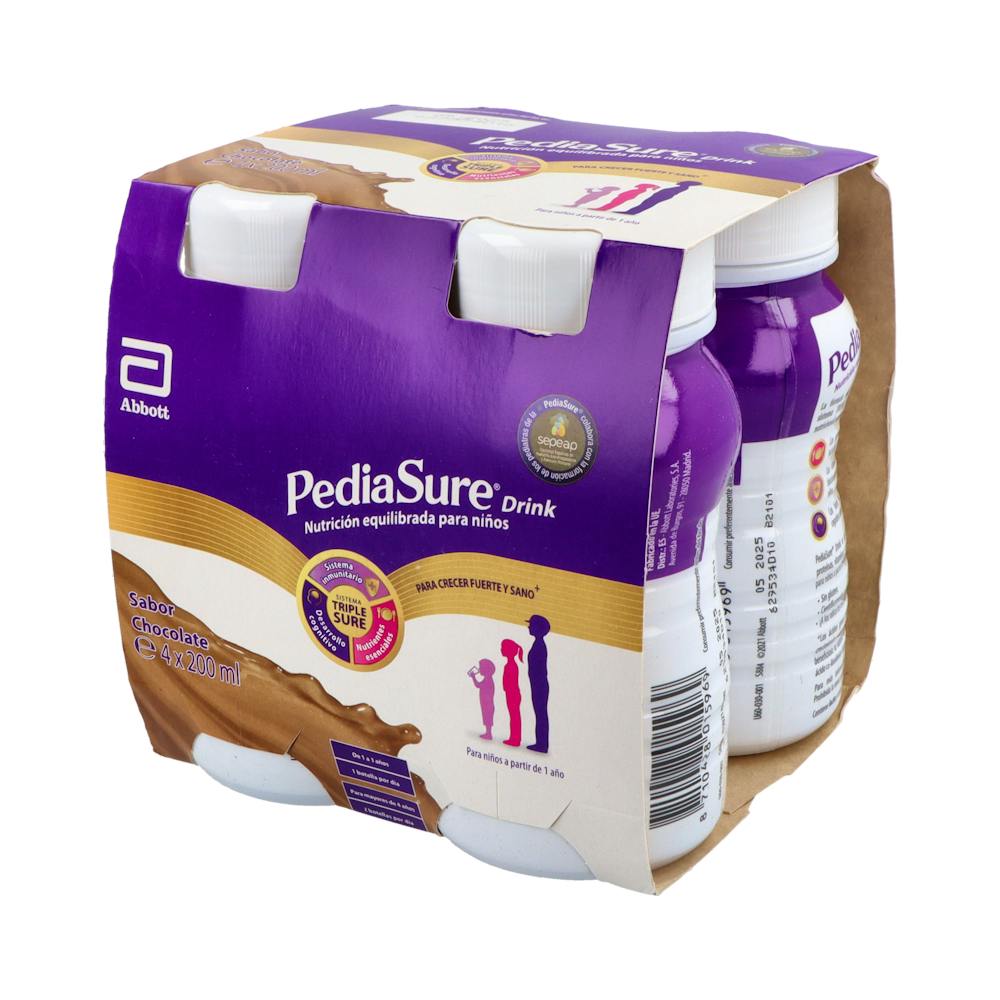 PEDIASURE DRINK 200 ML 4 BOTELLAS CHOCOLATE