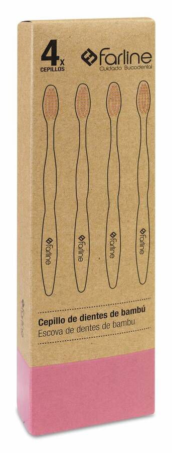 CEPILLO DENTAL DE BAMBU FARLINE ROSA 1 UDAD (COF 4UDS)