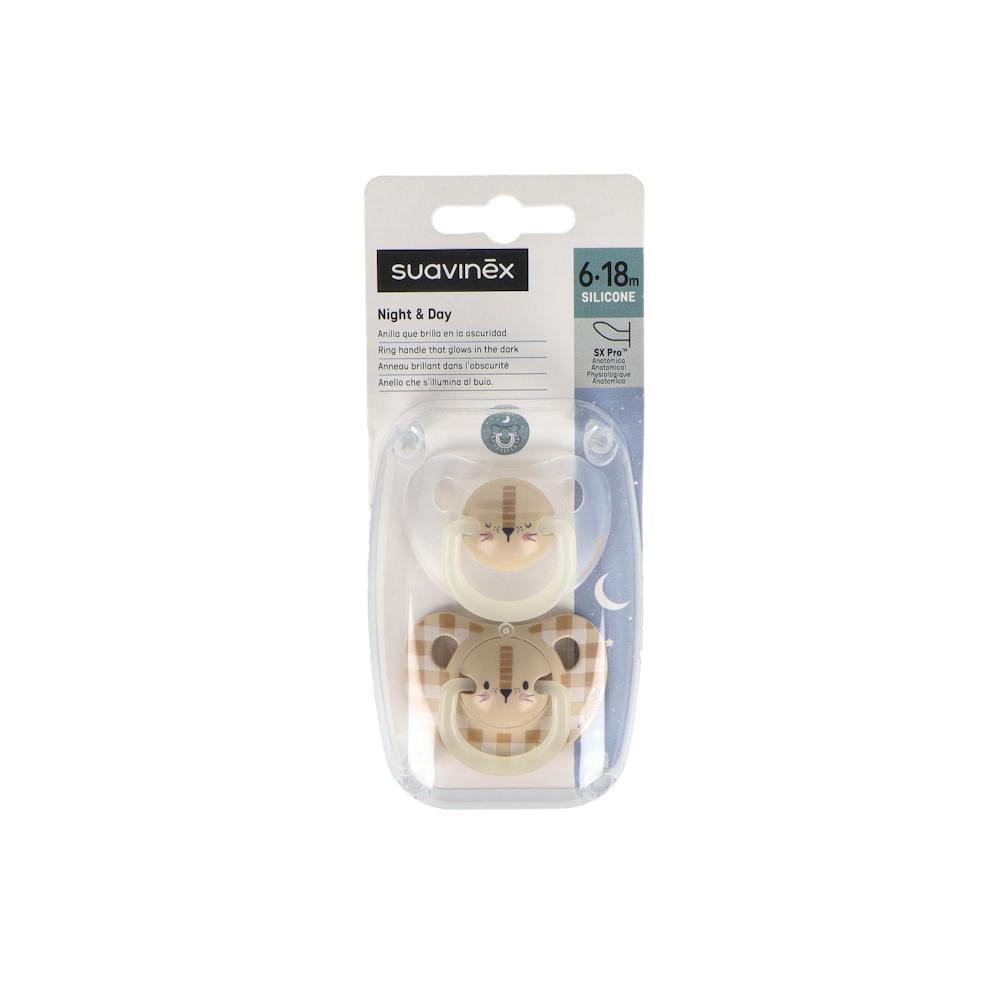CHUPETE SILICONA ANATOMICO SUAVINEX NOCHE 6 18 MESES 2 UNIDADES