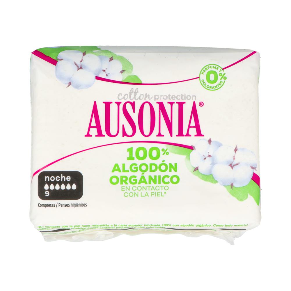 AUSONIA COMPRESA ALGODON NOCHE 9 U