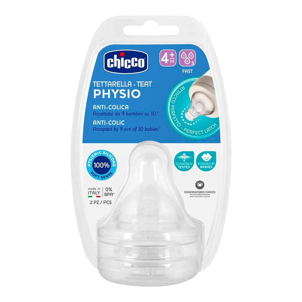 TETINA SILICONA CHICCO PHYSIO 4M+ FLUJO RAPIDO 2 U