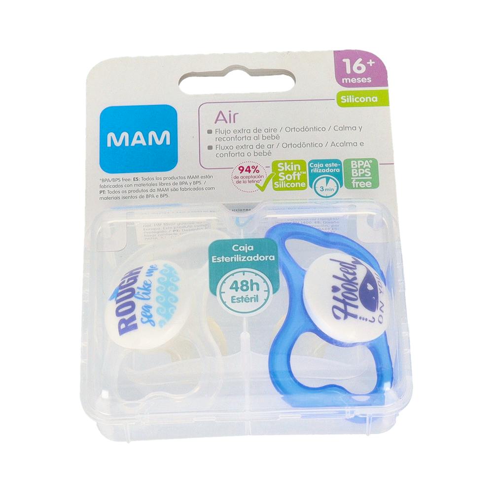 CHUPETE SILICONA SIMETRICA MAM AIR + 16 MESES COLECCION 1N PACK DOBLE