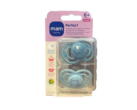 MAM BABY CHUPETE SILICONA FISIOLOGICO PERFECT + 6 MESES N PACK DOBLE