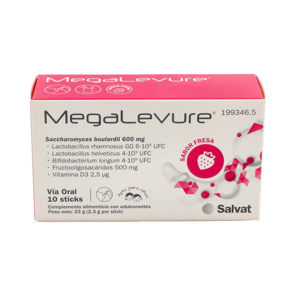 MEGALEVURE 10 STICKS SABOR FRESA