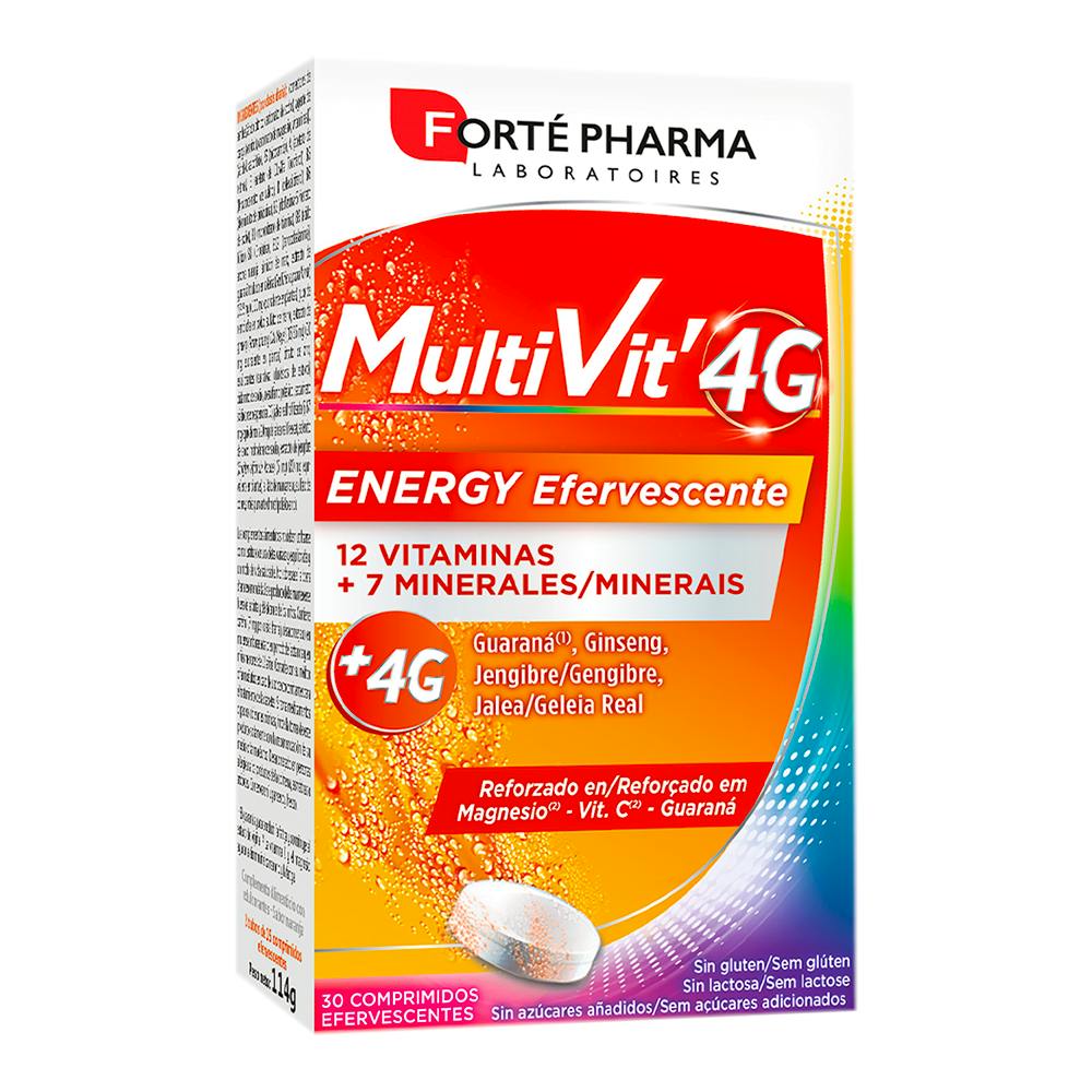 MULTIVIT 4G ENERGY EFERVESCENTE 2 TUBOS 15 COMPRIMIDOS EFERVESCENTES