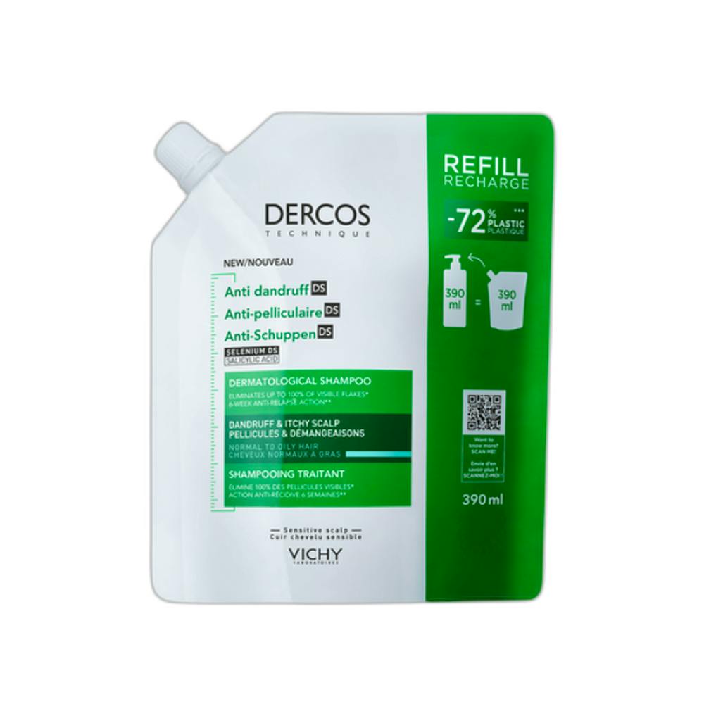 DERCOS TECHNIQUE ANTICASPA DS ECOPACK CABELLO NORMALGRASO 1 BOLSA 390 ML