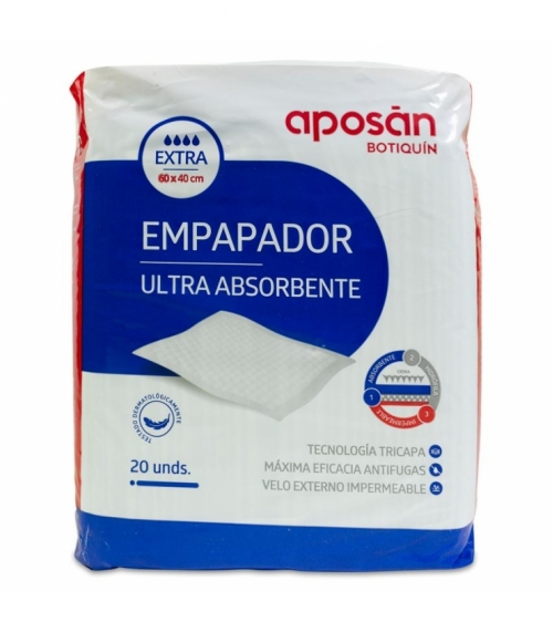 EMPAPADOR ULTRA ABSORBENTE APOSAN BOTIQUIN 20 UNIDADES 60 CM X 40 CM