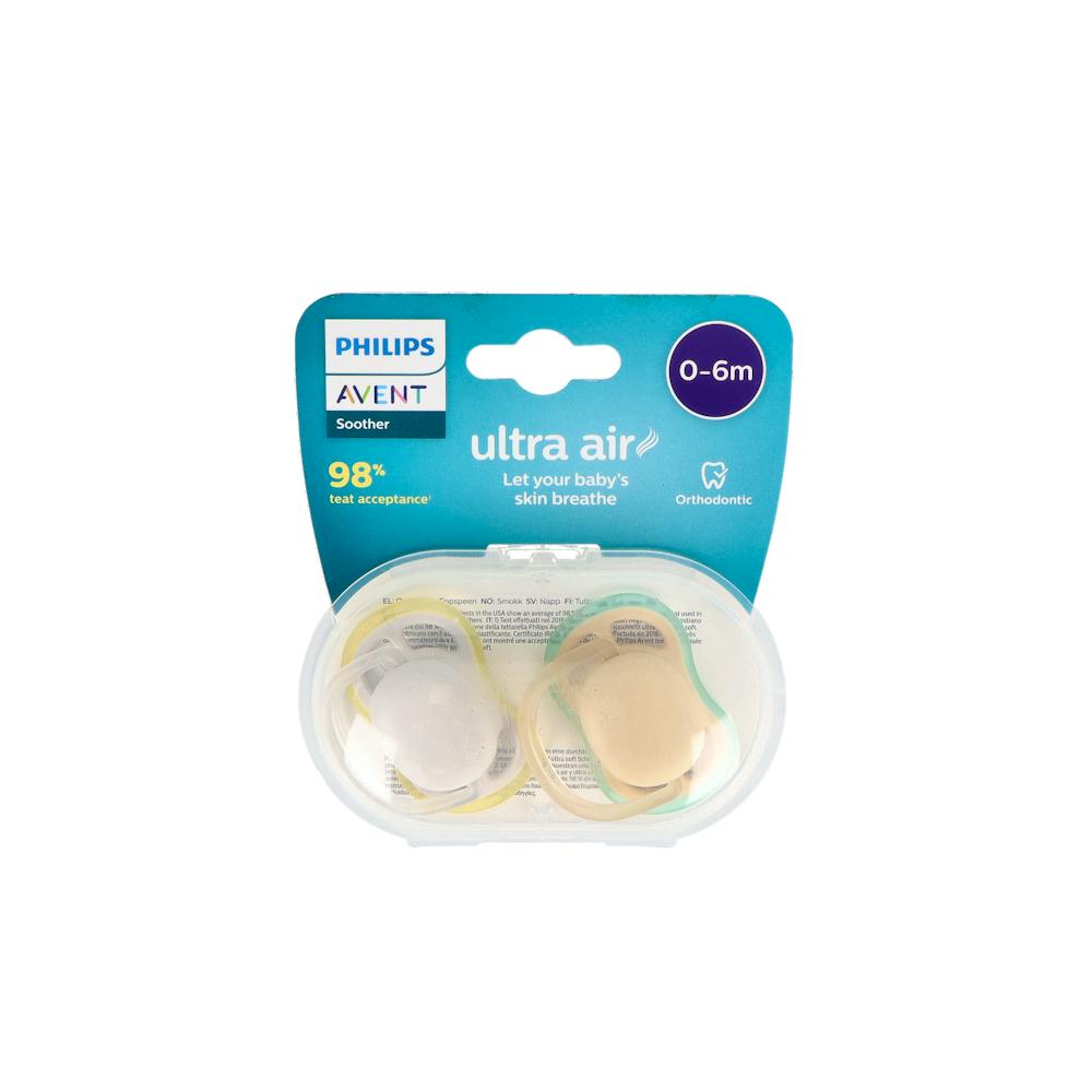 CHUPETE SILICONA PHILIPS AVENT ULTRA AIR 0 6 MESES 2 UNIDADES NEUTRO SCF085/15