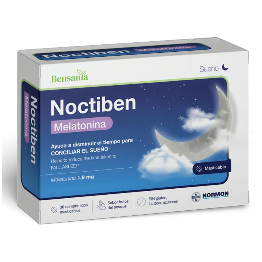 BENSANIA NOCTIBEN MELATONINA 30 COMPRIMIDOS MASTICABLES SABOR FRUTOS DEL BOSQUE