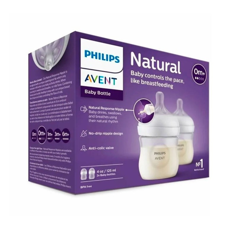 BIBERON ANTICOLIC PHILIPS AVENT NATURAL RESPONSE AIR FREE + 0 MESES 1 UNIDAD 125 ML