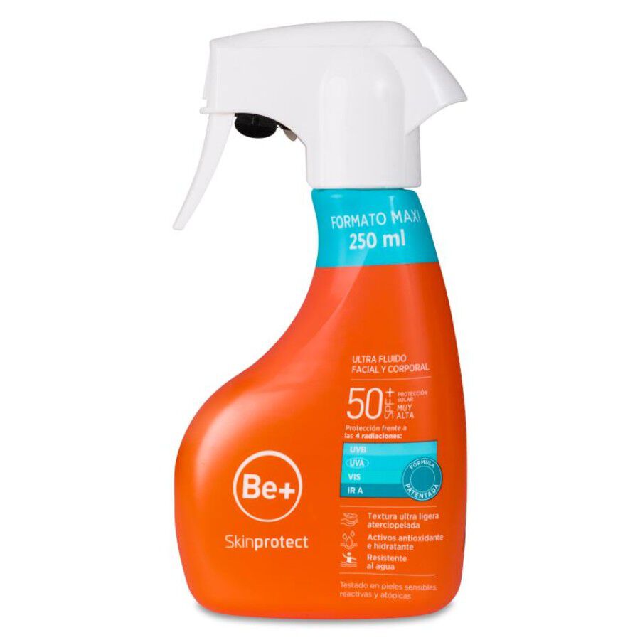 BE+ SKINPROTECT ULTRA FLUIDO SPRAY FACIAL Y CORPORAL SPF 50+ 1 ENVASE 250 ML