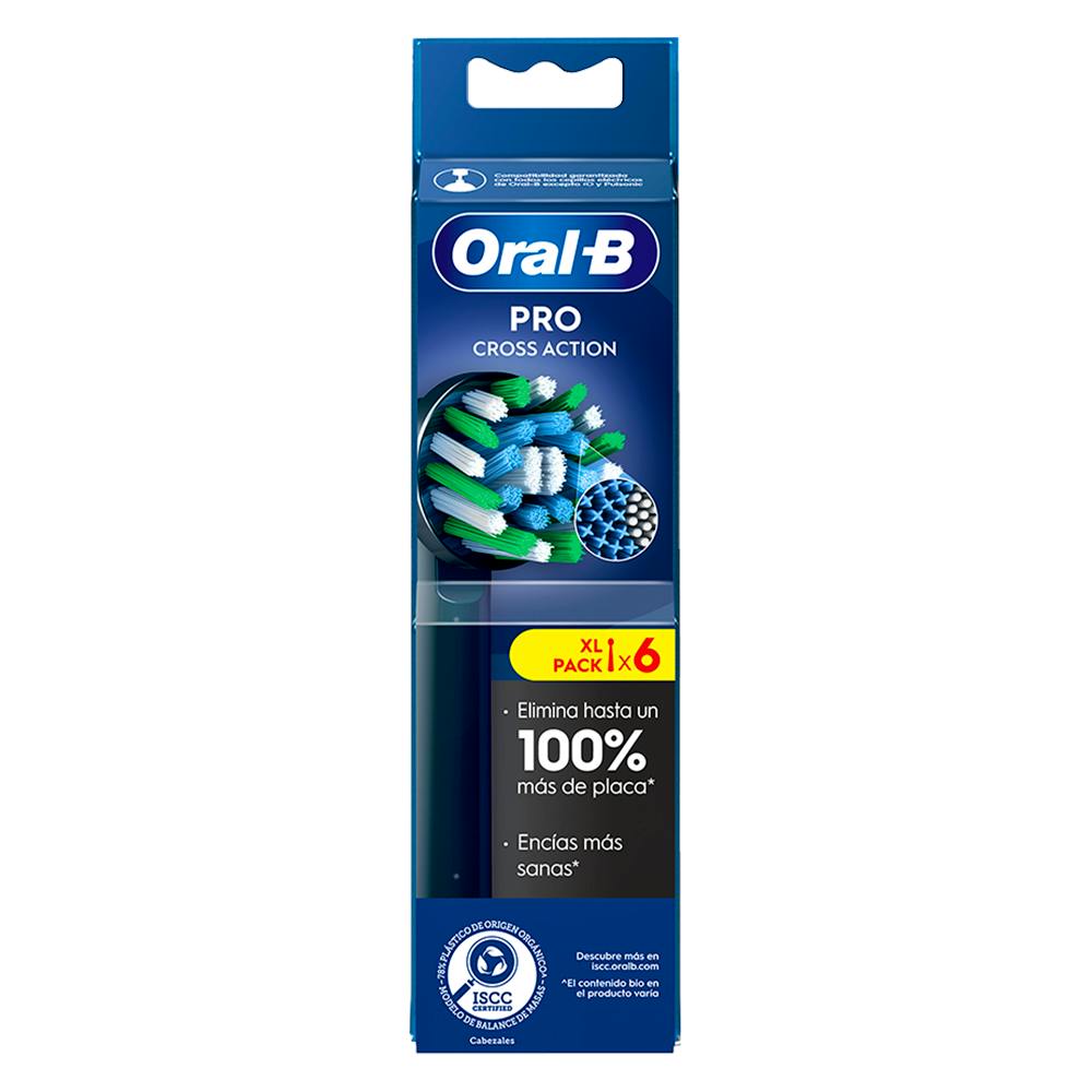 CEPILLO DENTAL ELECTRICO RECAMBIO ORALB CROSS ACTION XL 6 CABEZALES COLOR NEGRO
