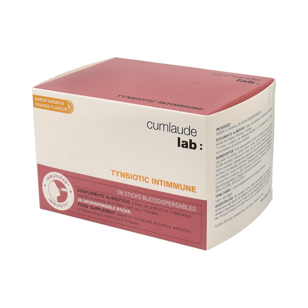 CUMLAUDE LAB: TYNBIOTIC INTIMMUNE 28 STICKS BUCODISPERSABLES 15 G SABOR NARANJA