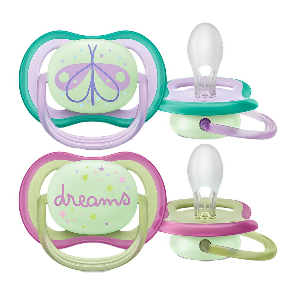 CHUPETE SILICONA PHILIPS AVENT ULTRA AIR NOCTURNO 0 6 MESES 2 UNIDADES NIÑA