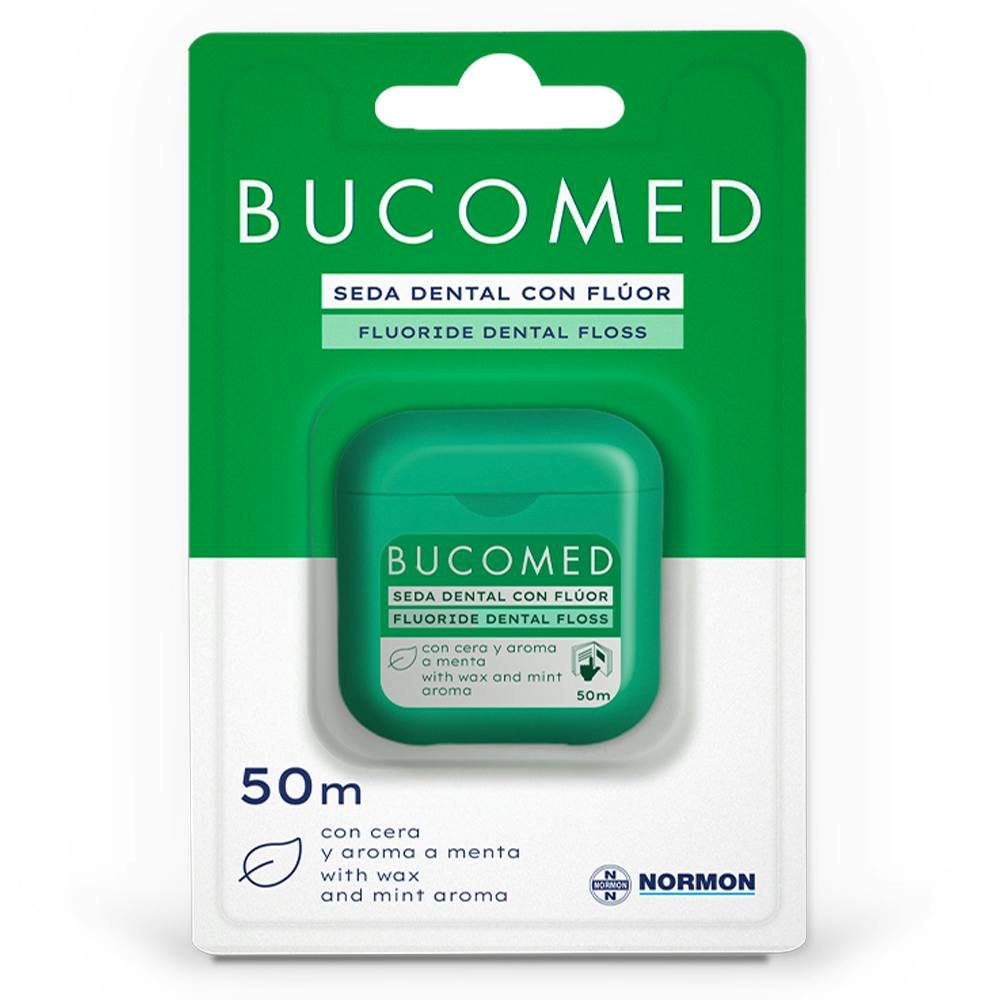 BUCOMED HILO DENTAL CON FLUOR 1 UNIDAD 50 m AROMA MENTA