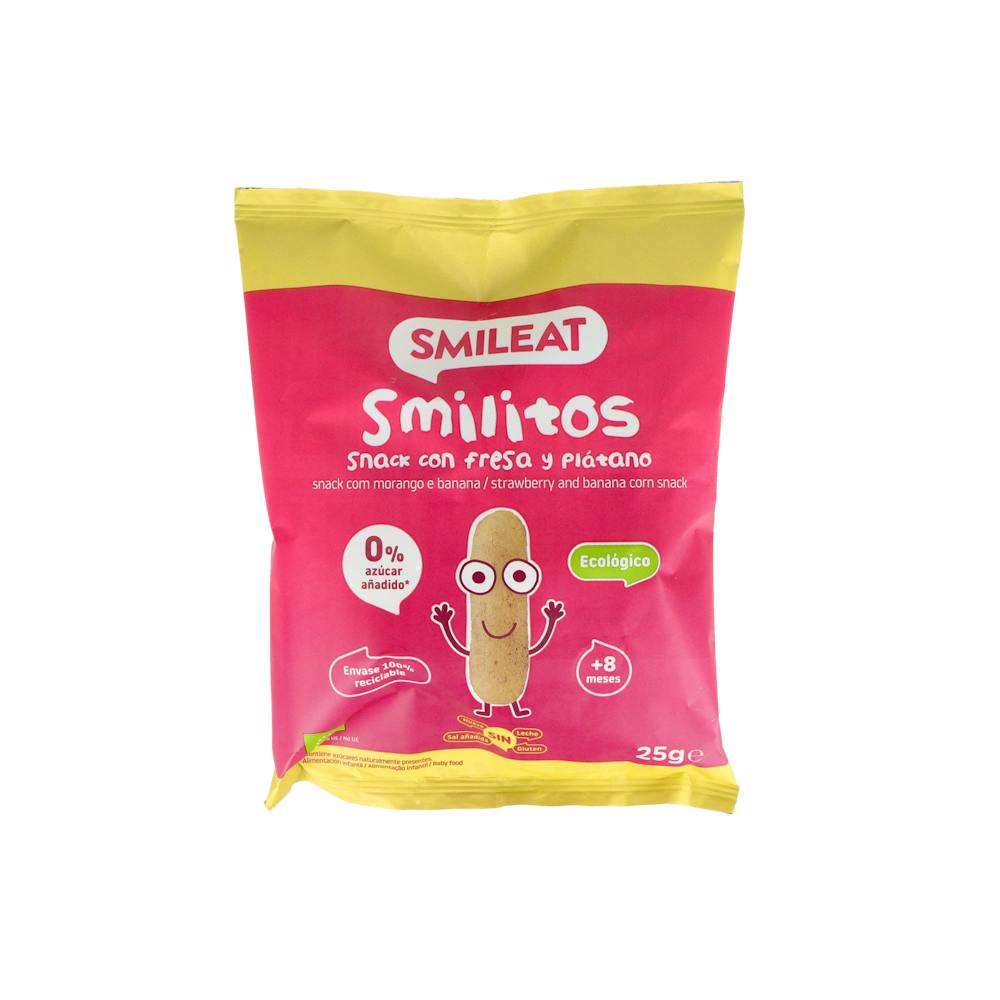 SMILEAT SMILITOS SNACK ECOLOGICOS FRESA Y PLATANO 25G