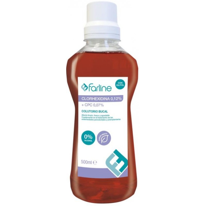 FARLINE COLUTORIO CLORHEXIDINA 012% + CPC 007% CON XILITOL 1 ENVASE 500 ML SABOR MENTA