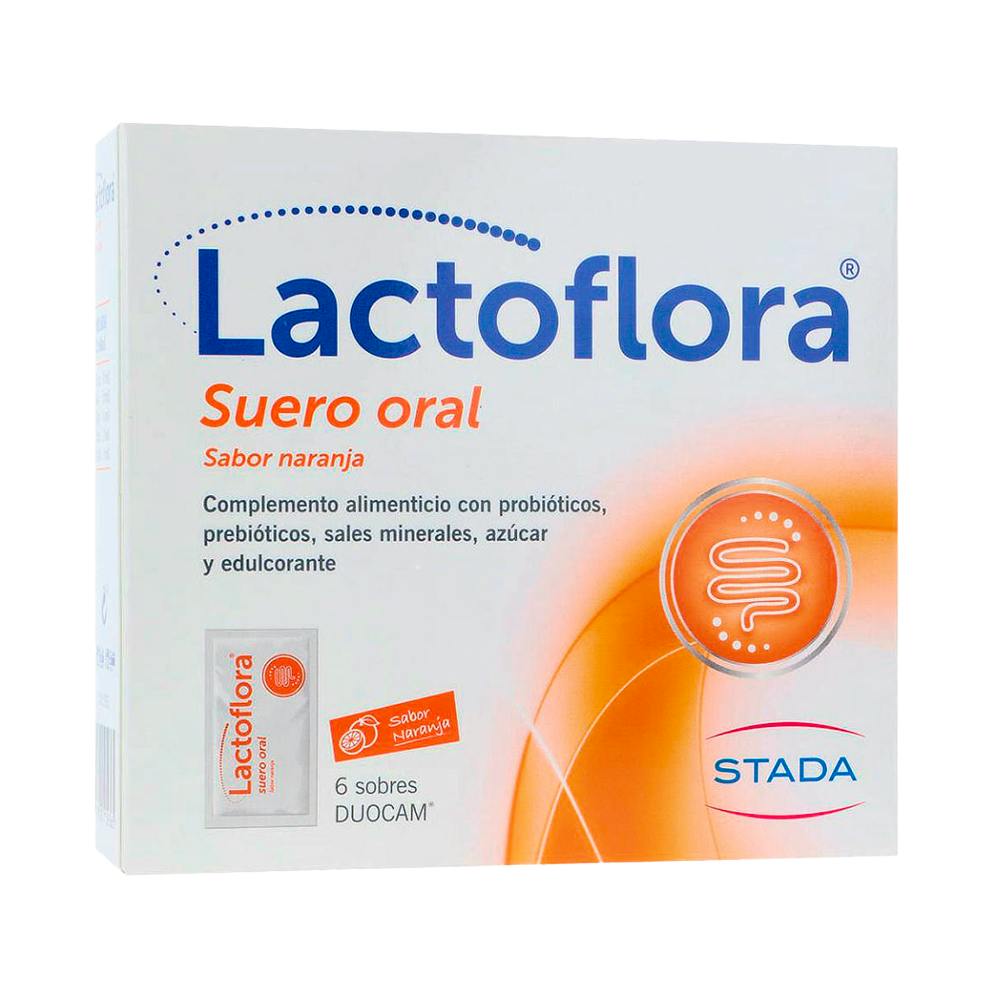 LACTOFLORA SUERO ORAL 6 SOBRES DUOCAM 658 G SABOR NARANJA