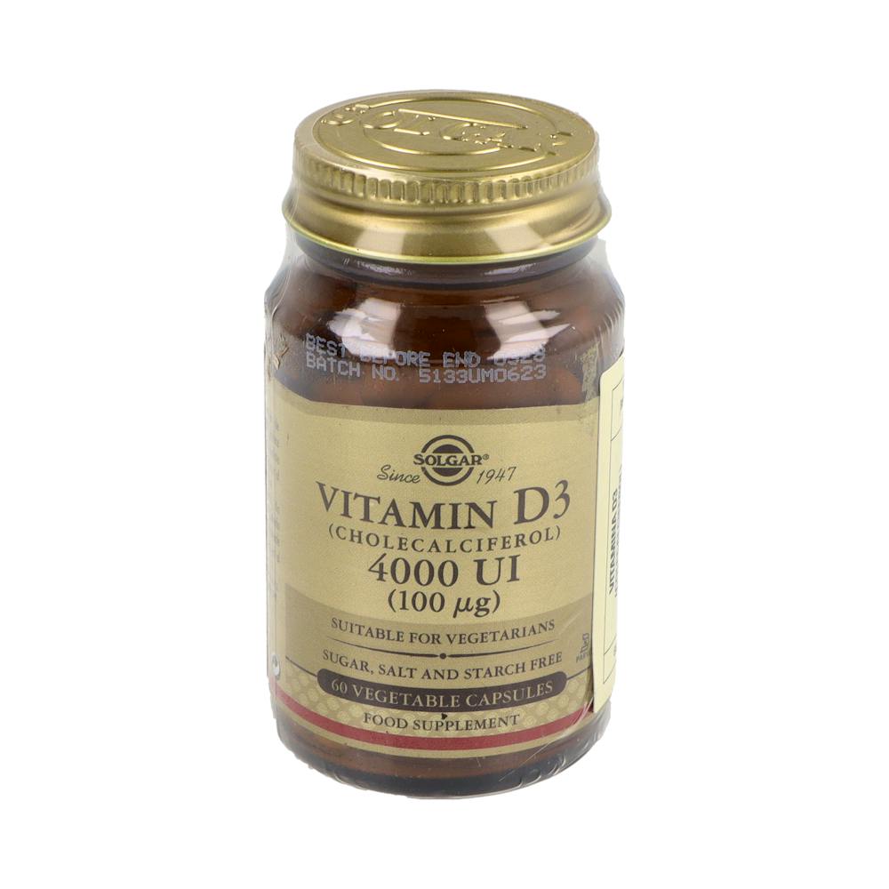 SOLGAR VITAMINA D3 COLECALCIFEROL 4000 UI 100 MICROGRAMOS 60 CAPSULAS VEGETALES